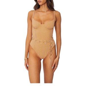 NEW WeWoreWhat Retro Danielle 3.0 One Piece Belted Swimsuit